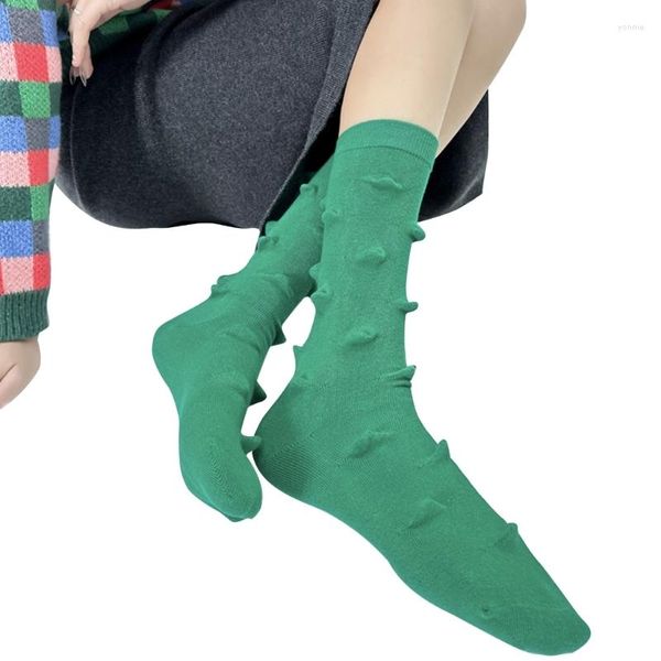 Kadın Socks Girls Harajuku Pamuk Mürettebat Sevimli Kirpi 3d Yükseltilmiş Nokta Sıradan Nefes Alabası Buzağı Uzunluğu Çorap Sokak Giyin