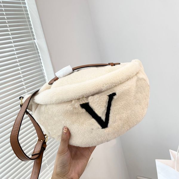 Женская зимняя фетровая поясная сумка из кроличьего меха, дизайнерские нагрудные сумки, внутренняя сумка на плечо большой емкости, модные удобные сумки через плечо с буквенным принтом, незаменимые для зимы