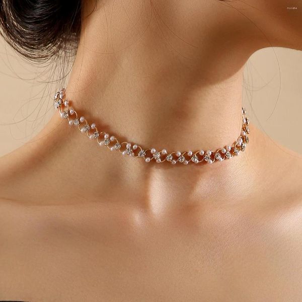 Girocollo Collana di cristallo di perle di design di lusso 2023 Accessori per gioielli Beidal da sposa eleganti a catena di tendenza della Corea