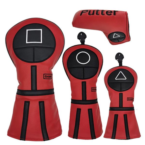 Outros produtos de golfe Golf Club #1 #3 #5 Wood Headcovers Driver Fairway Woods Capa PU Couro Head Covers Set Protetor Vermelho 231114