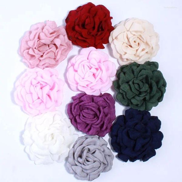 Accessori per capelli 200PCS 8CM Raso artificiale Fiore di peonia bruciato per clip a forcina Abbigliamento Copricapo Fai da te U Scegli il colore