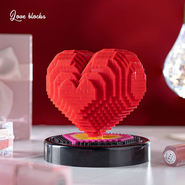 Blocchi creativi MOC Building Brick Red Love Heart Modello Micro Diamond Block assemblare Nanobricks Giocattoli educativi per ragazze Regali 231114