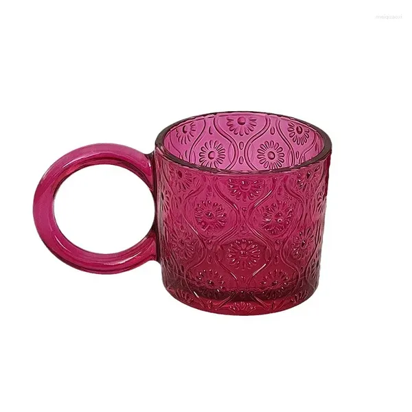 Copos de vinho ins 250ml, cor ameixa, vidro de orelha grande com caneca, copo de água doméstico de alto valor, leite, café, presente, gravura