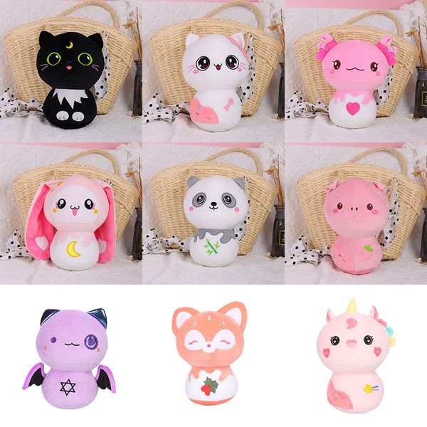 Animali di peluche Giocattoli Cartone animato Animale Bambola Peluche Simpatico coniglio in piedi Coniglietto Panda Gufo Gattino Bambole unicorno Decorazione della casa Peluche 12 stili