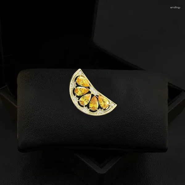 Broches moda requintado broche de limão feminino refrescante frutas design exclusivo cardigan pino terno decote ornamento jóias acessórios 3997