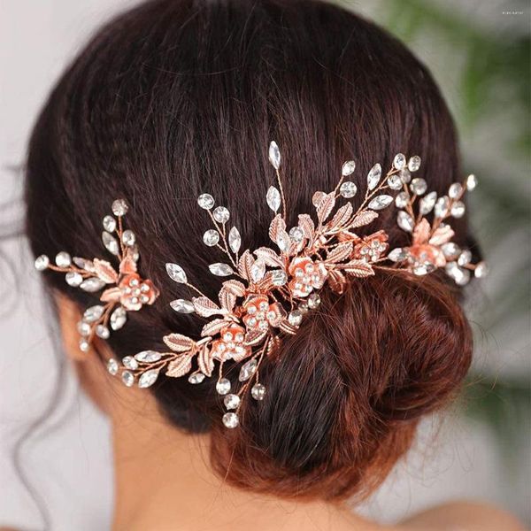 Collana orecchini set pettine per capelli fiore con 2 perni a forma di U con strass da sposa TEN