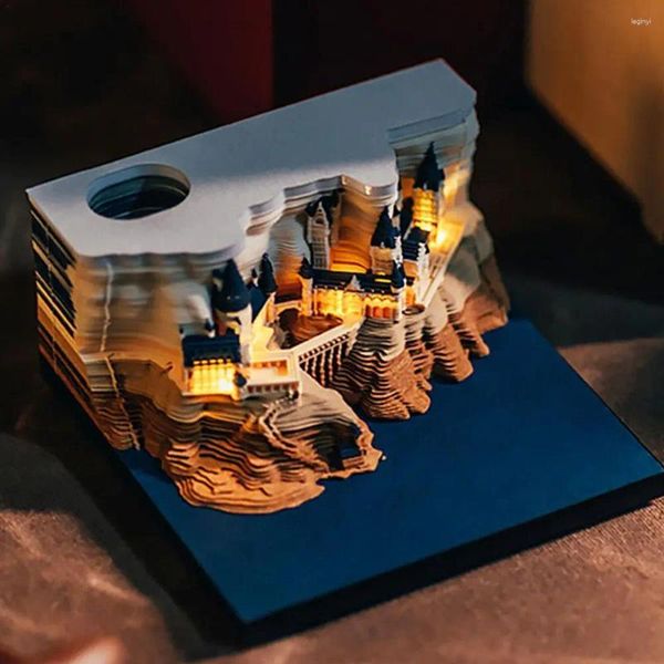 Bloco Omoshiroi 3D Blocos de notas Novidade Filme famoso Construção de notas de castelo mágico Ano Natal Presente de aniversário