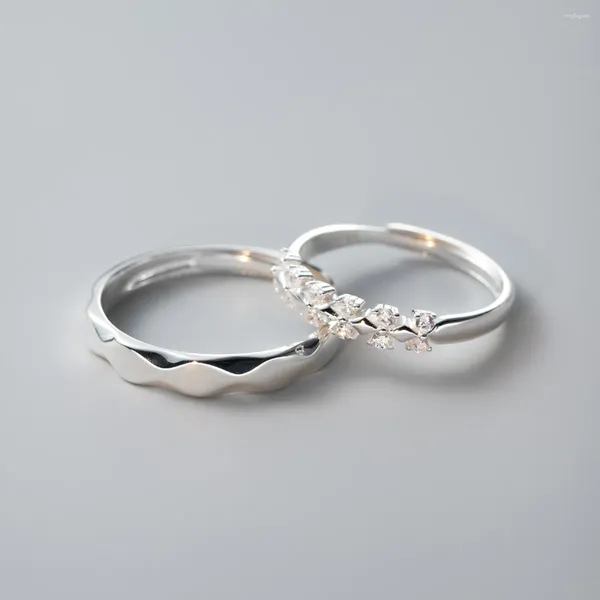 Cluster-Ringe, modisch, 925er Sterlingsilber, mit Schleife, Zirkon, für Paare, Valentinstagsgeschenk