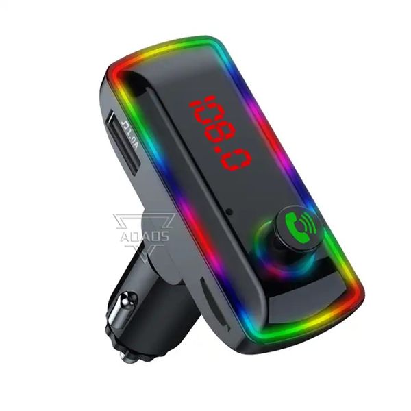 Luz colorida 2 USB 3.1A Suporte para carregamento rápido Usb Flash Drive TFCard Transmissor FM Carro Mp3 Player BT Car Kit