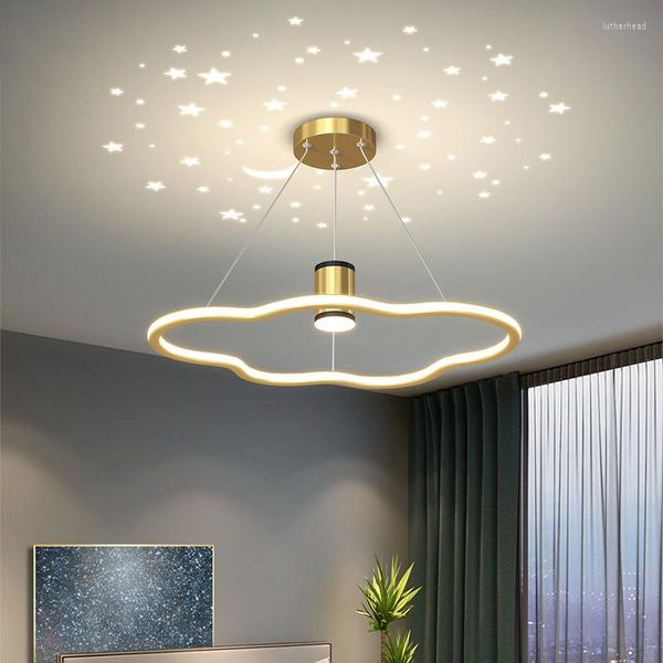 Kolye lambaları İskandinav minimalist yatak odası ışıkları kişilik içi boş bulut lambası modern yaratıcı çocuk odası Led avize aydınlatma