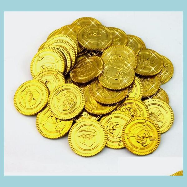 Party Favor Favor Plastic Gold Pirate Coins Birthday Christmas Holiday Tesouro Múcara Goody Bolsa Pinata Filler Toy Favortheme Decoratio Dhdpm