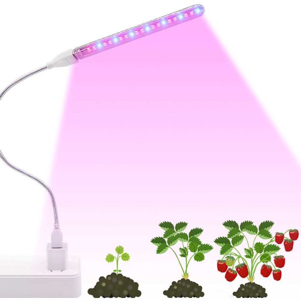 Luzes de cultivo USB Lâmpada de cultivo Phytolamp flexível para plantas sementes de flores Phyto Lâmpada Lâmpada de cultivo DC5V 10W Lâmpada de mesa de espectro completa P230413