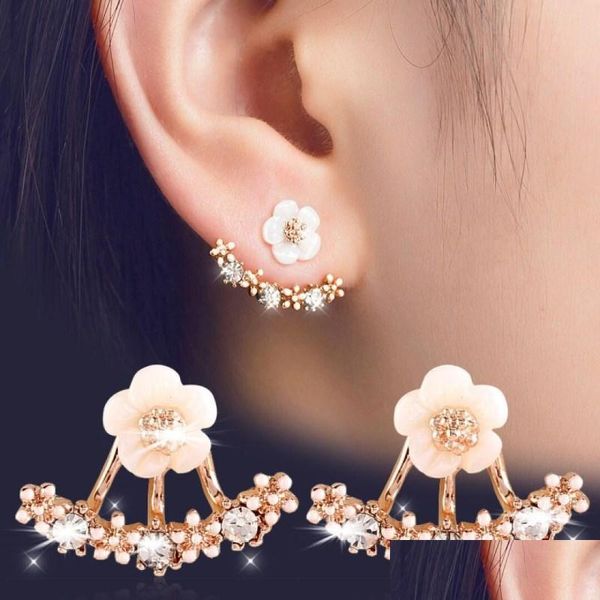 Stud New Fashoin 925 Sliver Orecchini Daisy Flower Ear Jacket per le donne Gioielli Bijoux Brincos Pendientes Mujer Drop Delivery Dhgarden Dh64A