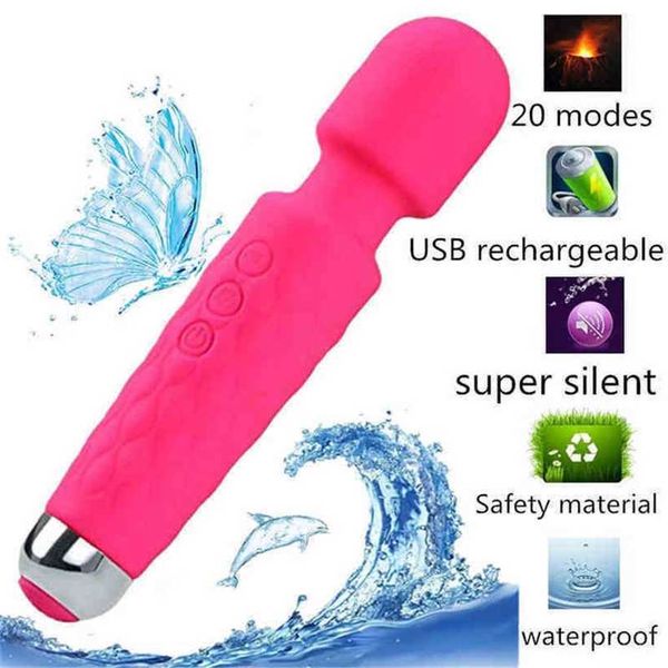 Vibradores Sex Shop Poderosa Varinha Mágica Massageador Recarregável Clitoral Feminino Masturbador Vagina G Spot Toy para Mulheres 220509