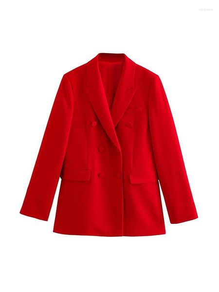 Ternos femininos nlzgmsj woman blazer 2023 elegante partido vermelho casacas de letras revestimentos fêmea de manga longa solta botão chique blazers