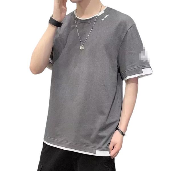 Moda marca de moda em torno do pescoço 5/4 manga verão juventude popular moda masculina estilo cidade padrão camiseta arte ins tendência