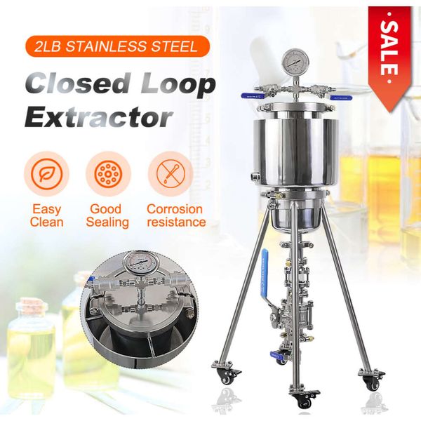 Laboratuvar Ekipmanı 2lbs Basınç Ekstraksiyon Kiti SS316L Paslanmaz Çelik Malzeme Ev Extractor