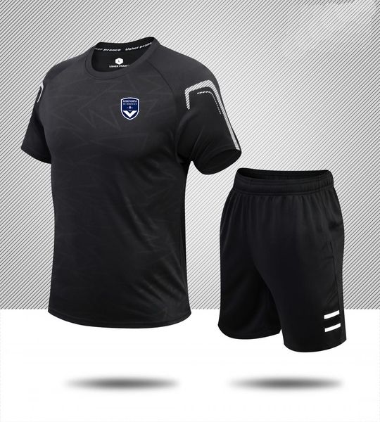 Мужские спортивные костюмы FC Girondins de Bordeaux, летняя спортивная одежда с короткими рукавами для отдыха, дышащая рубашка из чистого хлопка