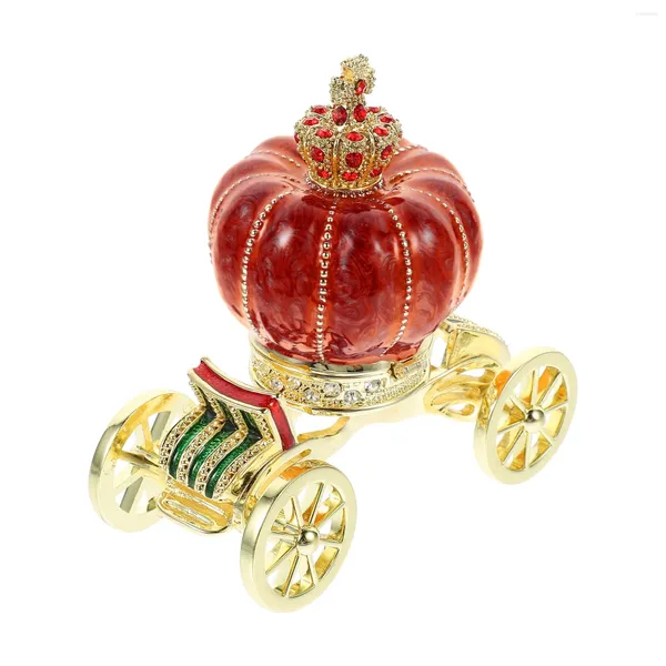 Sacchetti per gioielli Carrello per zucca Scatola portaoggetti Custodia per ufficio Decorazione per scrivania Anello in lega Portaoggetti Orecchini con diamanti Carrozza Uovo Faberge