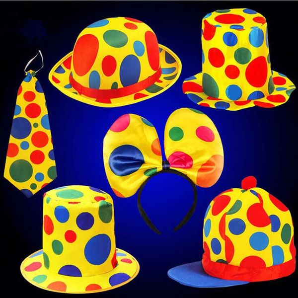 Partyhüte Männer Frauen Lustige Polka Dots Circus Clown Top Hats Kostüm Caps Geschenk Kindergeburtstagsfeier Cosplay Requisiten Urlaub Dekoration W0413