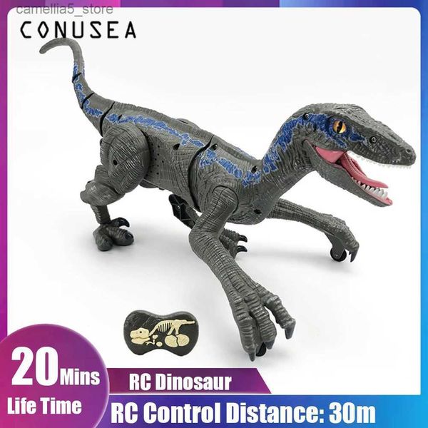 Elektrische/RC Tiere 2,4G Intelligente Raptor AnimalRC Dinosaurier Fernbedienung Dinosaurier Musik Licht Spielzeug Elektrische Walking Tiere Spielzeug für Kinder kid Q231114