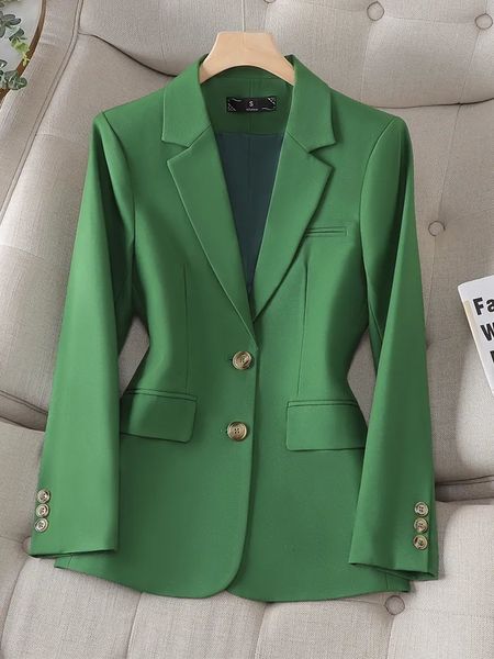 Ternos femininos blazers manga longa outono inverno mulheres blazer jaqueta senhoras preto cáqui vermelho verde único breasted feminino trabalho de negócios desgaste formal casaco 231114