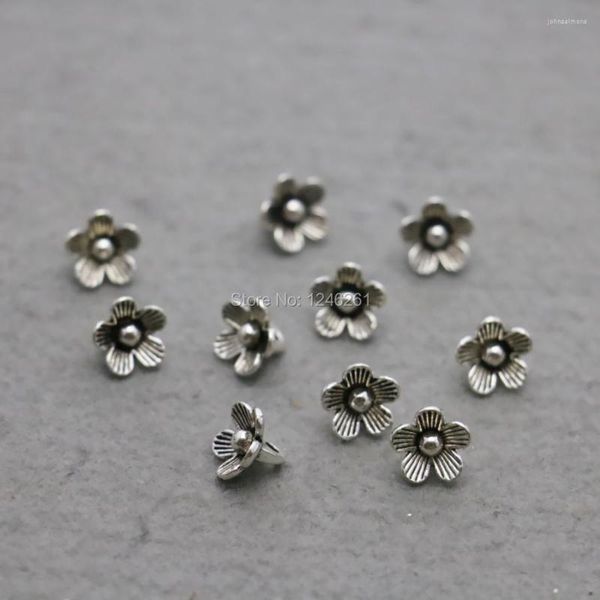 Anhänger Halsketten 5 STÜCKE Blumen Knopf Metall DIY Beschläge für Zubehör Bearbeitungsteile Versilberte 7 9mm Komponenten Erkenntnisse