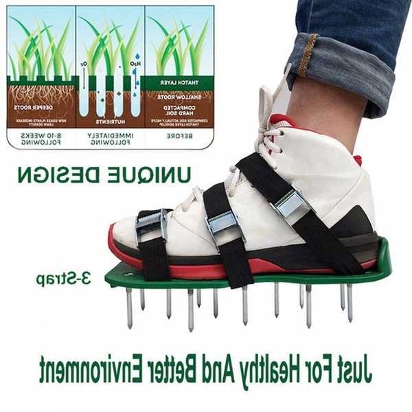 Freeshipping Un paio di aeratore per prato scarpe sandali punte di erba coltivatore per unghie attrezzo da giardino Ecvab