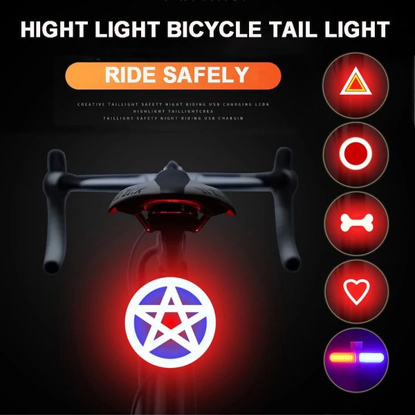 Luci per bici Fanale posteriore per bicicletta Avvertimento di sicurezza Flash per ciclismo Fanale posteriore posteriore per montagne MTB Torcia notturna per equitazione Accessori 231114