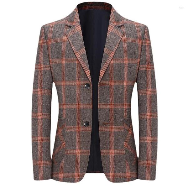 Ternos masculinos 2023 moda terno jaqueta casual boutique xadrez casaco fino ajuste vestido de negócios blazers plus size 4xl