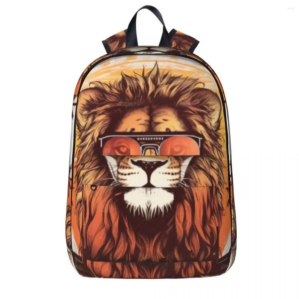 Rucksack, Motiv Löwe, Retro-Tiere mit Sonnenbrille, coole Rucksäcke, weiblich, College, große Schultaschen, individueller Rucksack