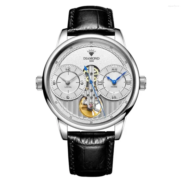 Orologi da polso Orologi Shanghai per uomo Orologio automatico Due fusi orari Meccanici 41mm Orologi Tourbillon di marca con diamanti di lusso 1939