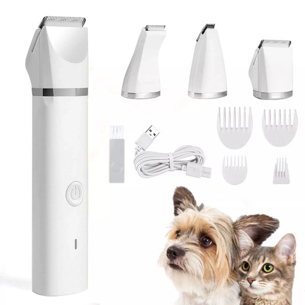 Cachorrinho de cachorro Mewoofun 4 em 1 Pet Electric Hair Clipper com 4 Blades Trimmer Brimer Brinder Brender Professional Recarge Haircut For Dogs Cat 230414