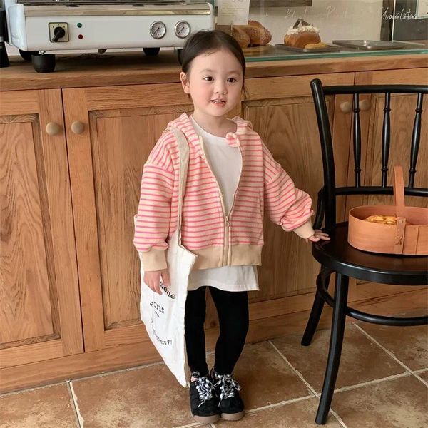 Jacken Kinder Kapuzenjacke für 2 bis 8 Jahre alte Mädchen Mode Kleidung Jungen Kapuze Reißverschluss Mantel 2023 Koreanische Kinder Baby Oberbekleidung