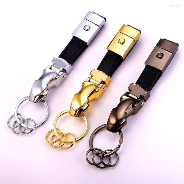 Keychains 2023 Men Chain Chain Leather Car Rings Gold/Black Gun com caixa de presente estilo de leopardo para K2291Y