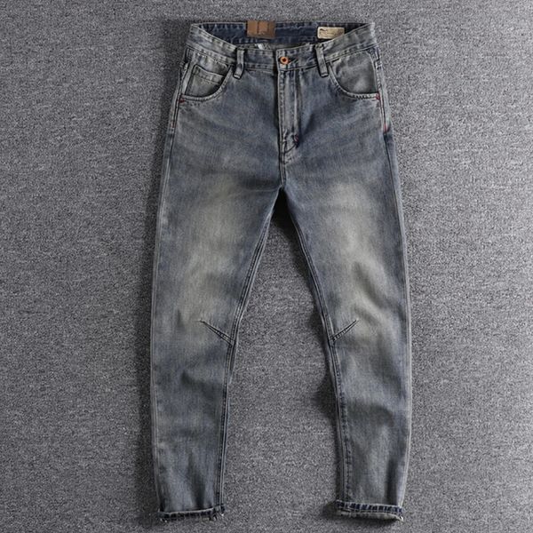 Herren-Jeans im amerikanischen Stil, stark gewaschen, Jugend-Hängestiefel, Hosen, machen alte, trendige Stereo-Slim-Kegel-Herrenjeans 231113