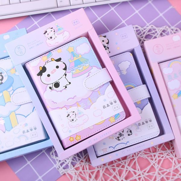 Coreano Pu Piccolo taccuino fresco e adorabile Set Box Pagina a colori del diario del cuore della ragazza creativa