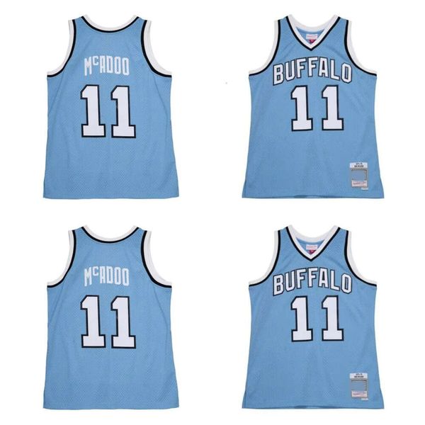 SL 1975-76 Bob McAdoo Buffalo Braves Basketball Trikot Mitch und Ness Throwback Trikots Blau Größe S-XXXL