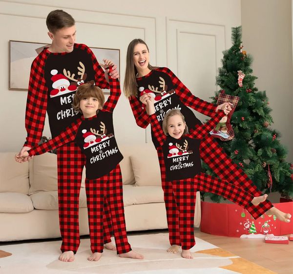 Passende Familien-Outfits, Weihnachts-Familienlook-Outfits, Weihnachtsmann-Aufdruck, Mutter, Tochter, Vater, Sohn, Baby, Hund, passende Kleidung, Weihnachtspyjama-Set, lässige, lockere Pyjamas 231113