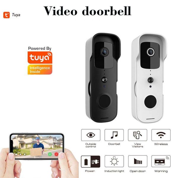 1080p wi fi vídeo campainha tuya casa inteligente campainha da porta de segurança sem fio campainha smartlife app pir detecção movimento