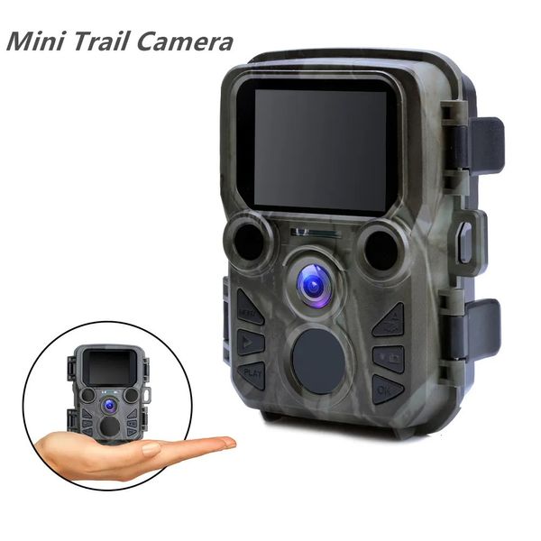 Câmeras de caça Mini Trail Game Câmera Night Vision 1080p 12mp Câmera de caça à prova d'água ao ar livre PO Wild PO com LEDs IR variam de até 65 pés 231113