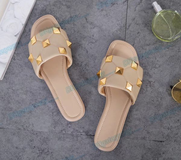 Famoso designer sandalo pantofola da donna ROMAN STUD trapuntato in nappa piatta scarpe da uomo rivetto di alta qualità novità Tory Tasman con scatole esterne Lady Slide 81