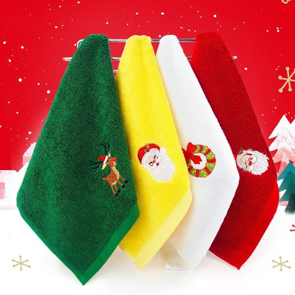 Asciugamano natalizio in cotone morbido stracci super assorbenti bagno cucina asciugamani da tè bar tavolo di casa panno per la pulizia delle mani 32 * 45 cm Q726