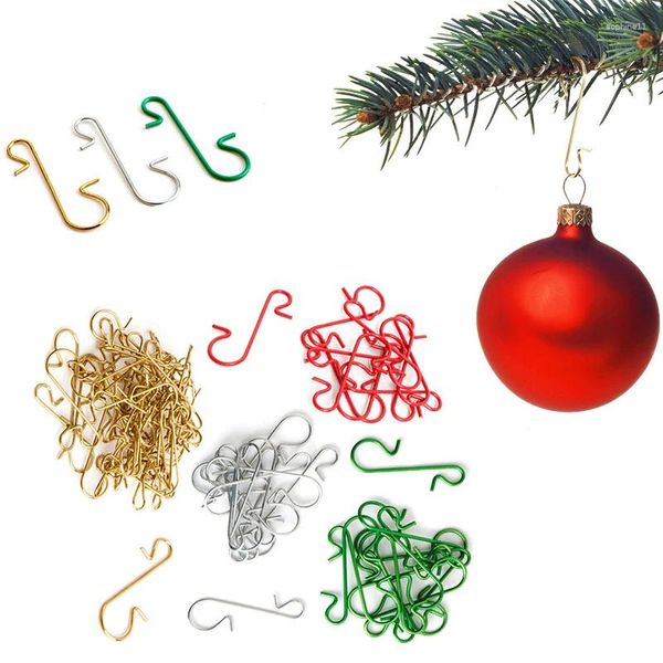 Decorações de Natal 50 Pcs Ornamento Metal S-Shaped Ganchos Titulares Árvore Bola Pingente Pendurado Decoração de Casa Navidad Ano 2023