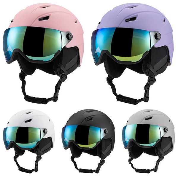 Caschi da sci Casco da snowboard professionale con occhiali integrati Casco da sci per moto da skateboard regolabile per sport all'aria aperta per uomo donna 231114