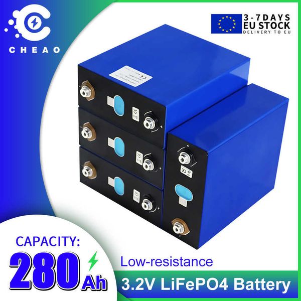 Schnelle Lieferung 3,2 V Lifepo4 280 Ah Akku 6000+ Deep Cycles Wiederaufladbarer Lithium-Eisen-Phosphat-Akku für Solarenergie RV DIY