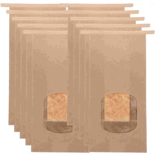 Bottiglie di stoccaggio 50 pezzi Sacchetti per torte Finestra per pane Toast per la casa Custodia pratica Fornitura di prodotti da forno Carta Kraft Comodi portabiscotti
