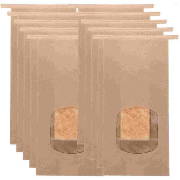 Garrafas de armazenamento 50 peças, sacos de bolo, janela de pão, torradeira doméstica, bolsa de utilidade de padaria, papel kraft, suporte conveniente para biscoitos