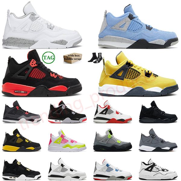 4s Big Kids Sapatos Jumpman 4 Basquete Kid Shoe Jorden4s Criado Gato Preto Fogo Vermelho Amarelo Universidade Rosa Militar Azul Treinadores Crianças Meninos Meninas Esporte Sapatilhas