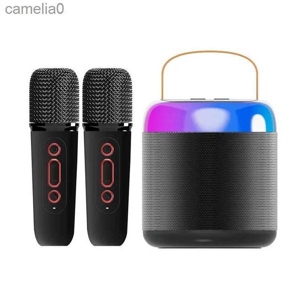 Tragbare Lautsprecher Multifunktion Bluetooth Wireless tragbarer Lautsprecher Karaoke Dual Microfon Bunte Light Music Player Karaoke-Maschine für Homel231114